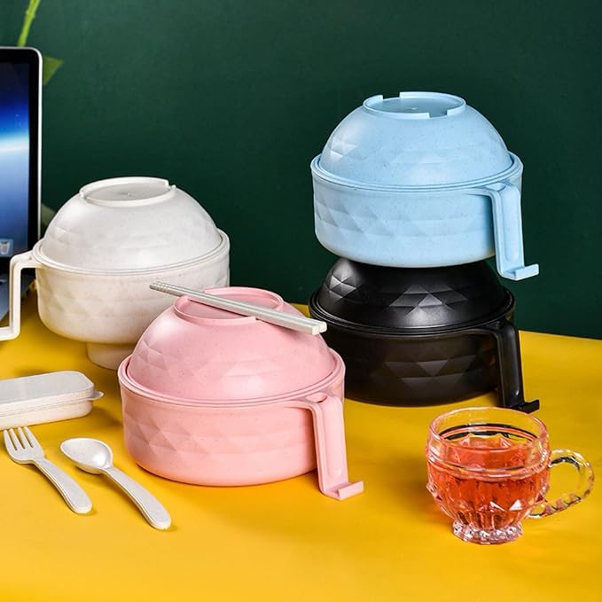 New Microwave Ramen Bowl with Strainer Ramen Bowl Set with Lid๐