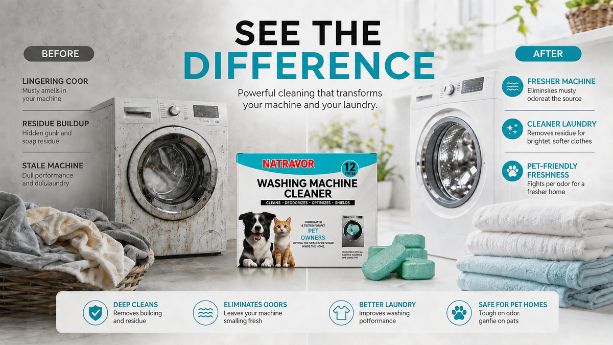 ๐ฅEnjoy 49% OFF today--Washing Machine Cleaner Tablets โ Deep Clean Washer Odors, Residue & Pet Hair Buildup