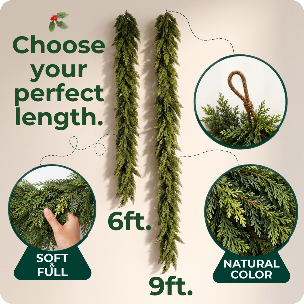 6 FT 2 Pcs Artificial Cedar Garlands