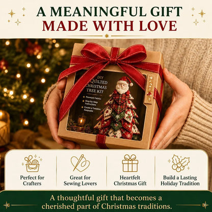 🎄🧵DIY Quilted Christmas Tree Kit – Handmade Fabric Holiday Tabletop Tree Decor