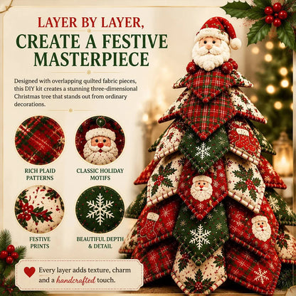 🎄🧵DIY Quilted Christmas Tree Kit – Handmade Fabric Holiday Tabletop Tree Decor