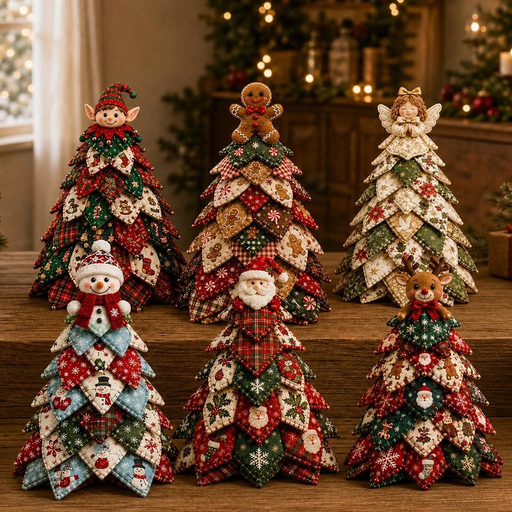 🎄🧵DIY Quilted Christmas Tree Kit – Handmade Fabric Holiday Tabletop Tree Decor