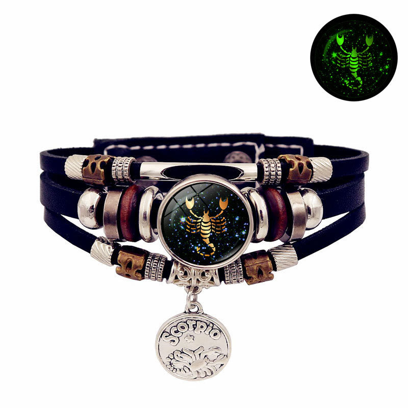 12 Zodiac Constellations Glow-in-the-Dark Zodiac Bracelet