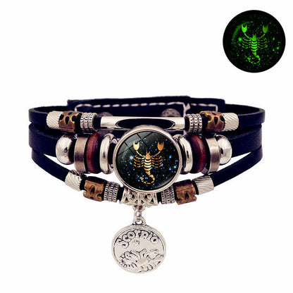 12 Zodiac Constellations Glow-in-the-Dark Zodiac Bracelet