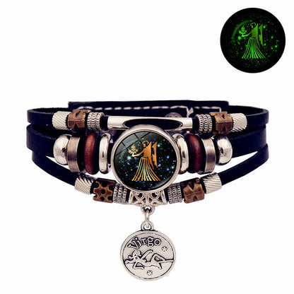 12 Zodiac Constellations Glow-in-the-Dark Zodiac Bracelet