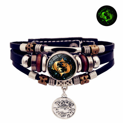 12 Zodiac Constellations Glow-in-the-Dark Zodiac Bracelet