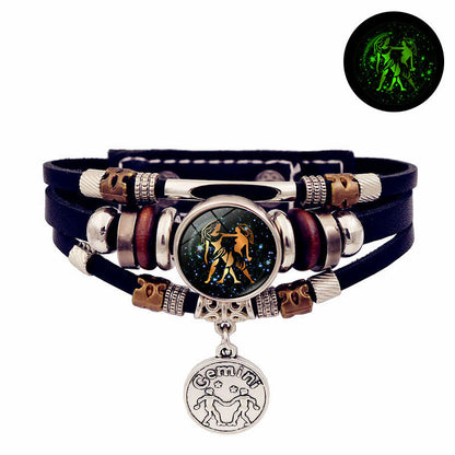 12 Zodiac Constellations Glow-in-the-Dark Zodiac Bracelet