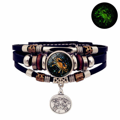12 Zodiac Constellations Glow-in-the-Dark Zodiac Bracelet