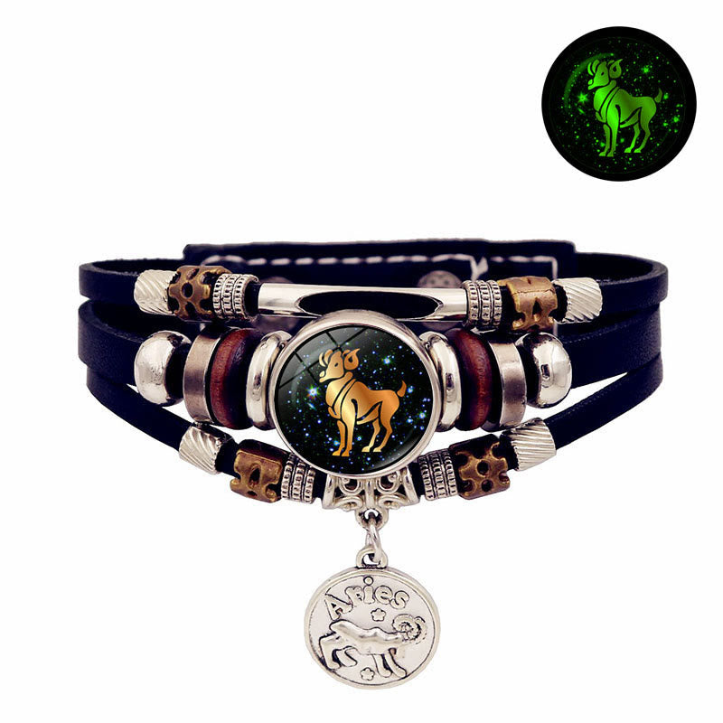 12 Zodiac Constellations Glow-in-the-Dark Zodiac Bracelet