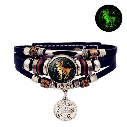 12 Zodiac Constellations Glow-in-the-Dark Zodiac Bracelet