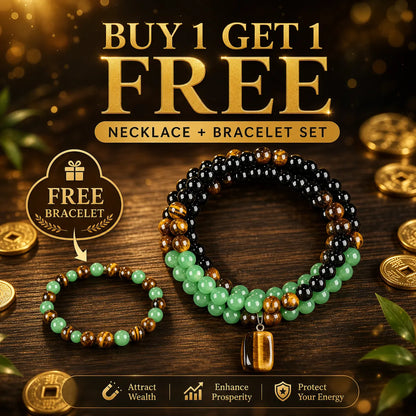 Buy 1 get 1 free | Wealth Attraction Green Aventurine Tiger Eye Necklace | Get Free Bracelet