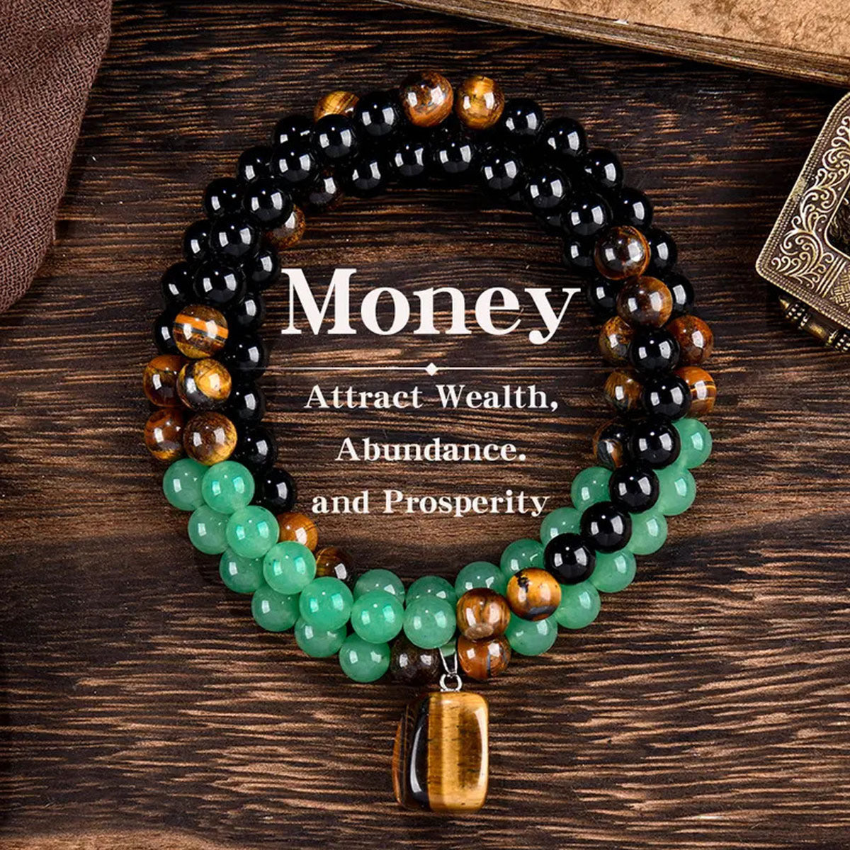 Buy 1 get 1 free | Wealth Attraction Green Aventurine Tiger Eye Necklace | Get Free Bracelet