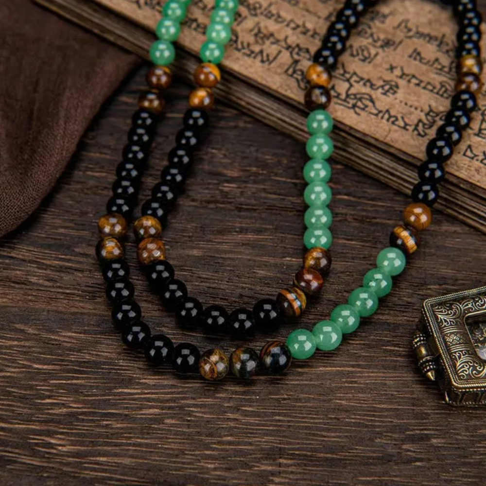 Buy 1 get 1 free | Wealth Attraction Green Aventurine Tiger Eye Necklace | Get Free Bracelet