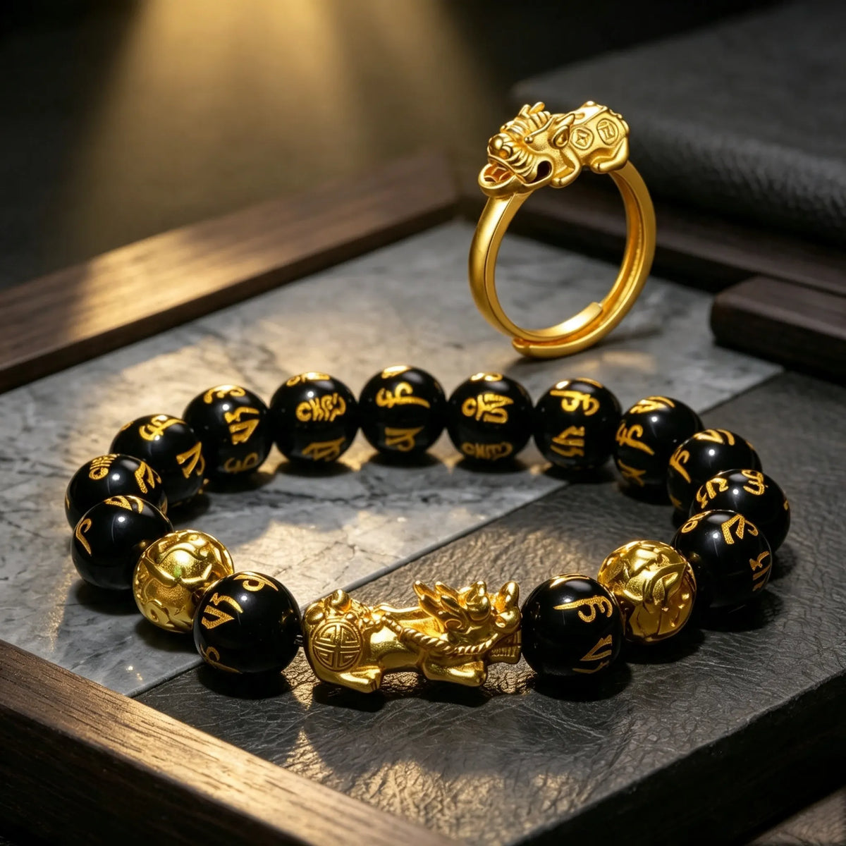 Pixiu Feng Shui Obsidian Wealth Bracelet