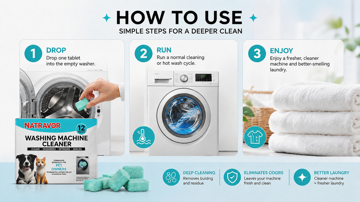 🔥Enjoy 49% OFF today--Washing Machine Cleaner Tablets – Deep Clean Washer Odors, Residue & Pet Hair Buildup