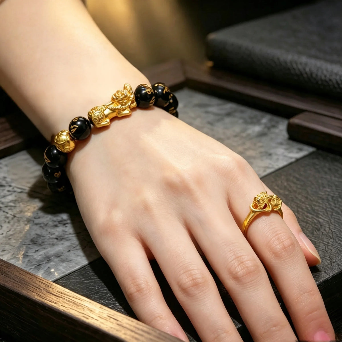 Pixiu Feng Shui Obsidian Wealth Bracelet