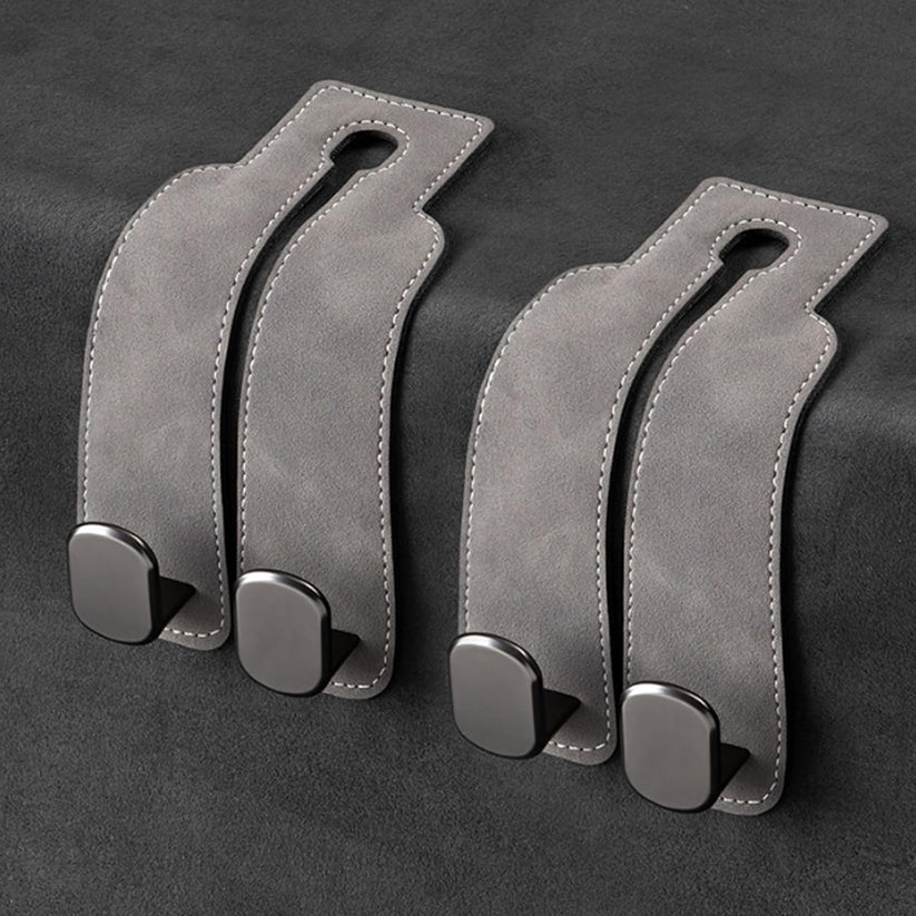 TwinHook Leather Car Headrest Hangers