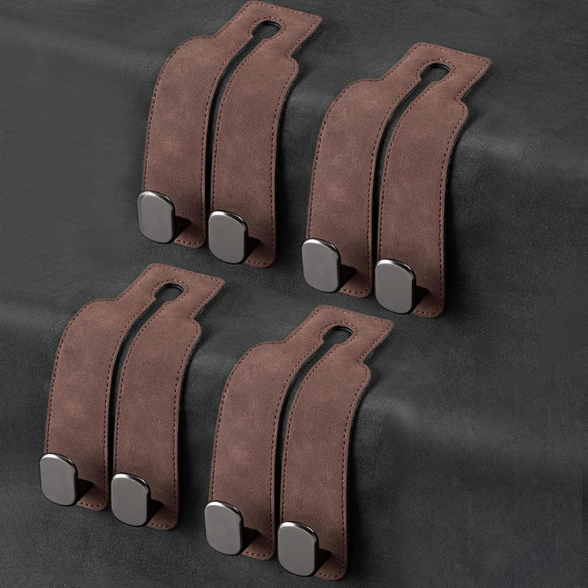 TwinHook Leather Car Headrest Hangers