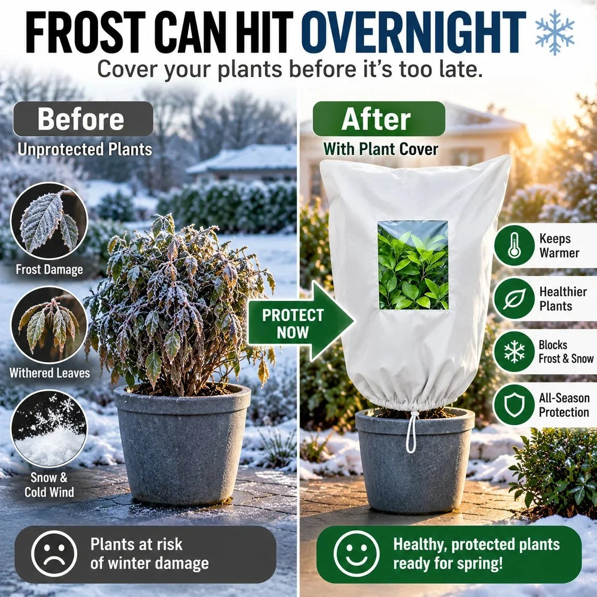 🔥Last Day 60% OFF🌿 WINTER GARDEN ESSENTIAL | Plant Frost Protection Cover – Breathable Reusable Cover for Shrubs, Pots & Young Trees