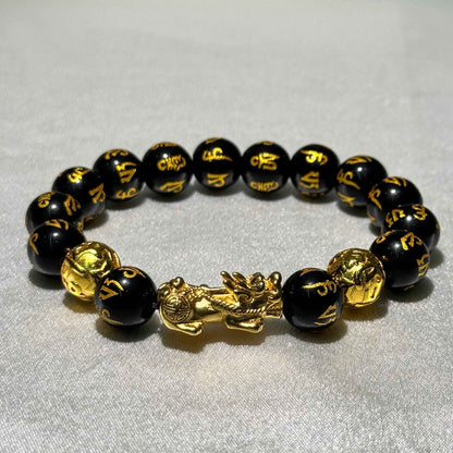 Pixiu Feng Shui Obsidian Wealth Bracelet