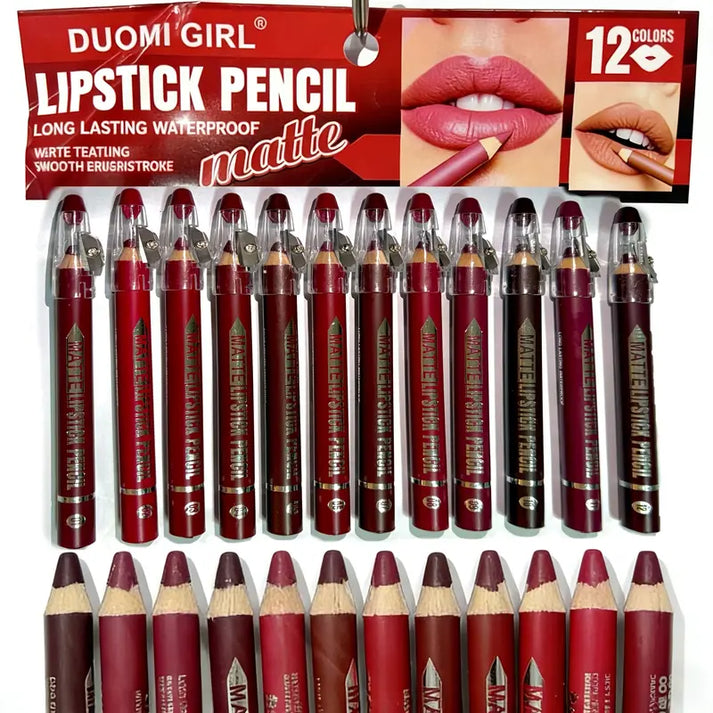 Built-in sharpener matte lip liner pencils