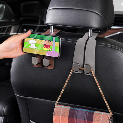 TwinHook Leather Car Headrest Hangers