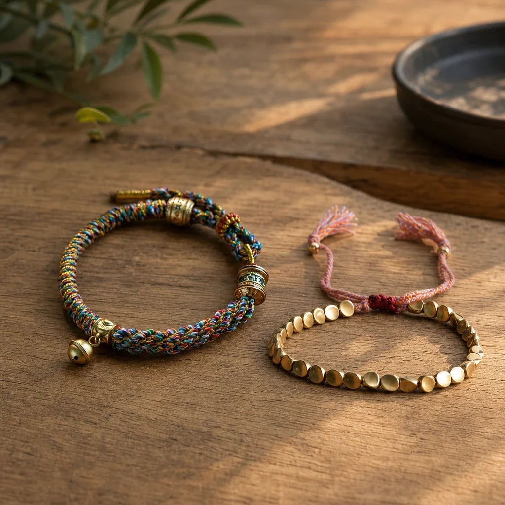 Handmade Tibetan Copper Beads Bracelet – Luck, Protection & Balance