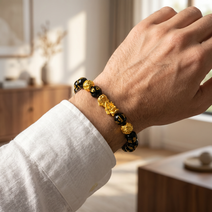 Pixiu Feng Shui Obsidian Wealth Bracelet