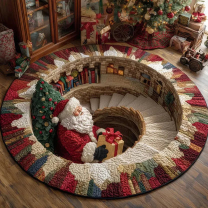 3D Santa Christmas Illusion Rug – Festive Holiday Floor Decor