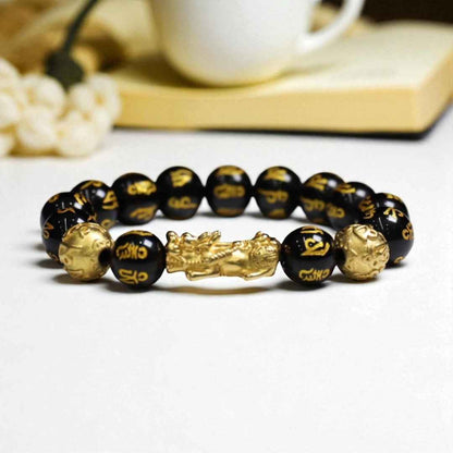 Pixiu Feng Shui Obsidian Wealth Bracelet